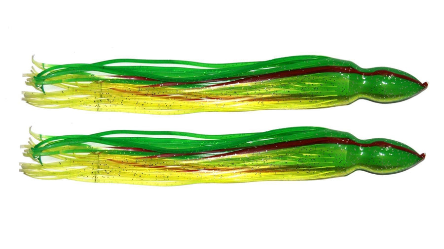 Chartreuse with Red Stripes Trolling Skirts 8