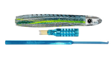 6inch or 15cm Green Mackerel nano bullet head skirted trolling lure.