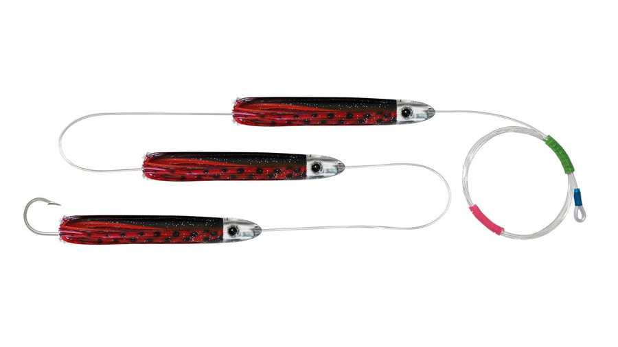 Chain Red & Black Squid Skirted Bullet Trolling Lures.