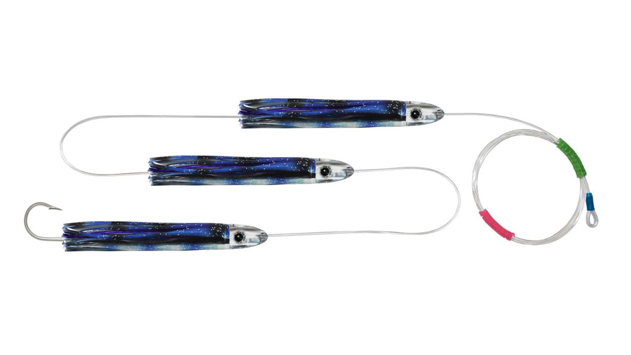 Chain Blue Flying Fish Skirted Bullet Trolling Lures.