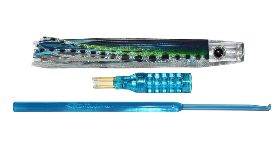 Sardine skirted trolling lure 6in or 15cm nano pusher head.
