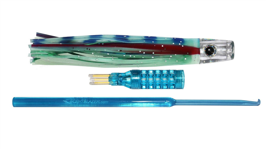 6 inch Green Luminator skirted trolling lure 15cm nano pusher head.