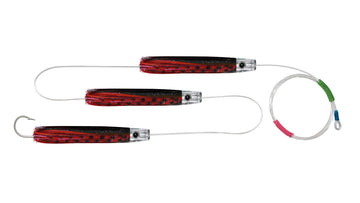 Chain Red & Black Squid Skirted Pusher Trolling Lures.