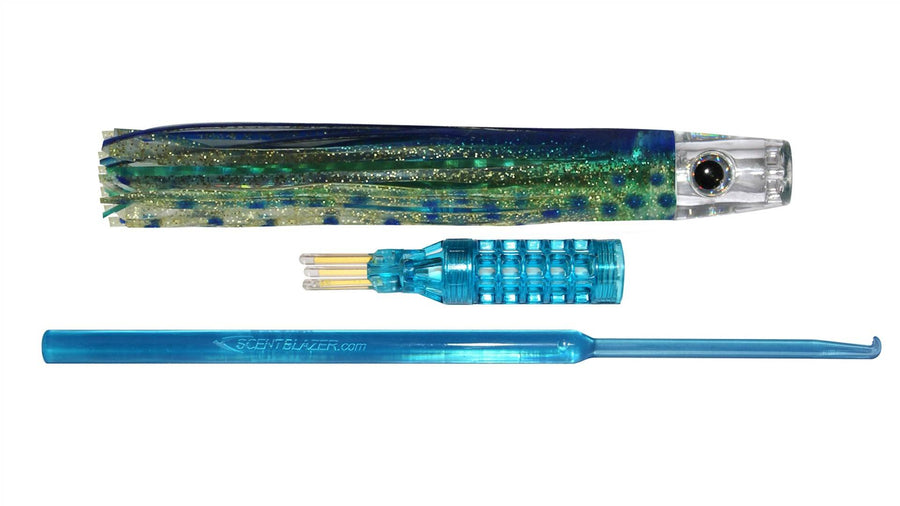Nano pusher head Dorado skirted trolling lure 15cm 6inch.