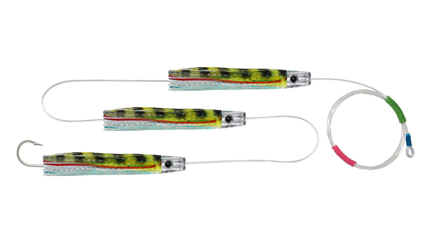 Chain Yellow Scad Skirted Pusher Trolling Lures.