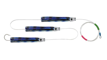 Chain Blue Flying Fish Skirted Pusher Trolling Lures.