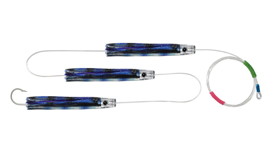 Chain Blue Flying Fish Skirted Pusher Trolling Lures.