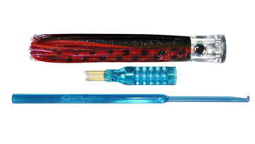 Chugger Head trolling lure with red and black Squid nano 6 inch 15cm long.