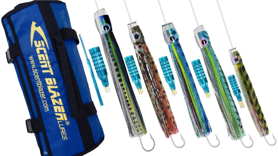 Marlin rigged game fishing lure pack 4 fishing spread.